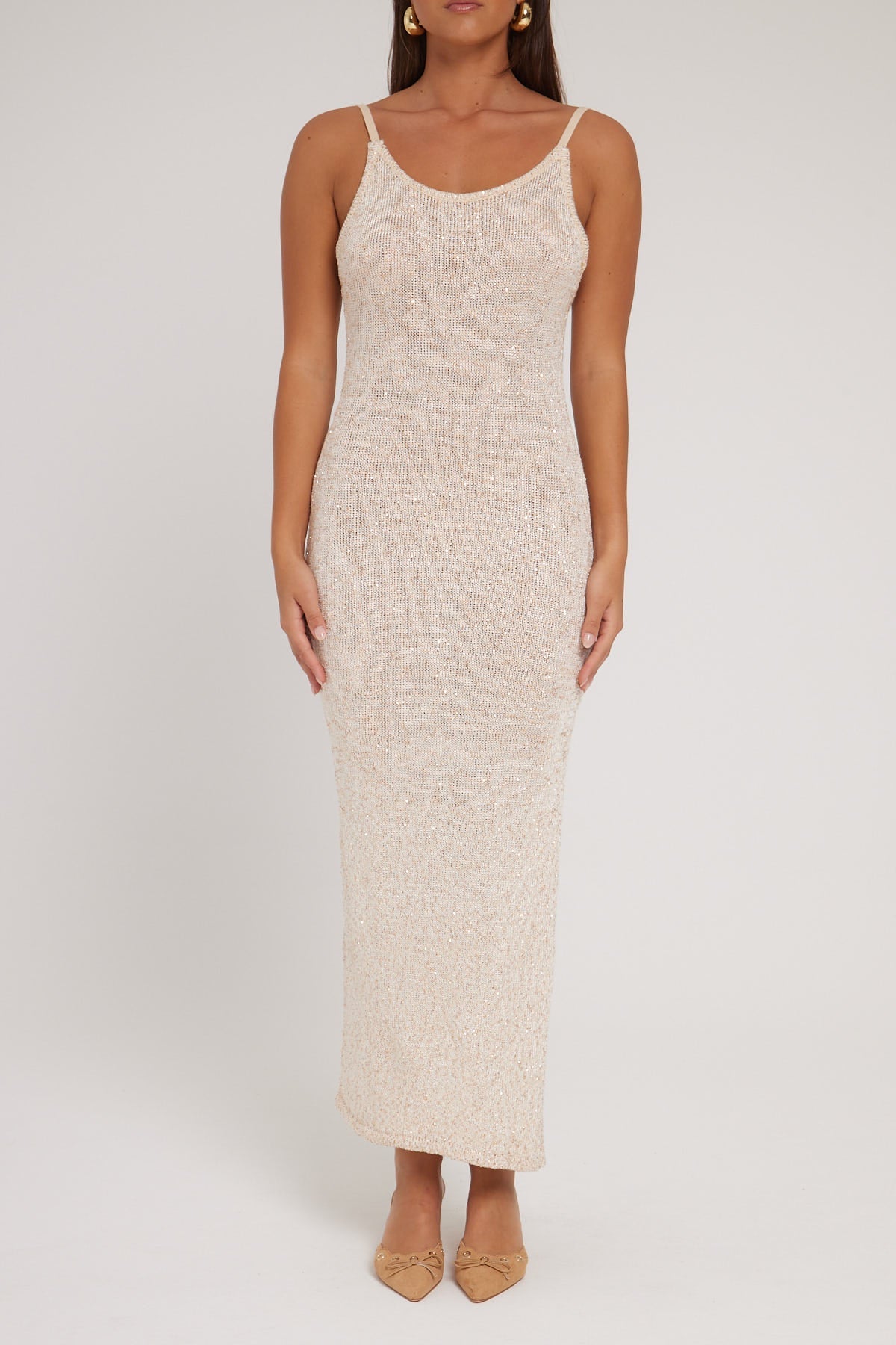 Sndys The Label Azaria Maxi Dress Champagne Shimmer