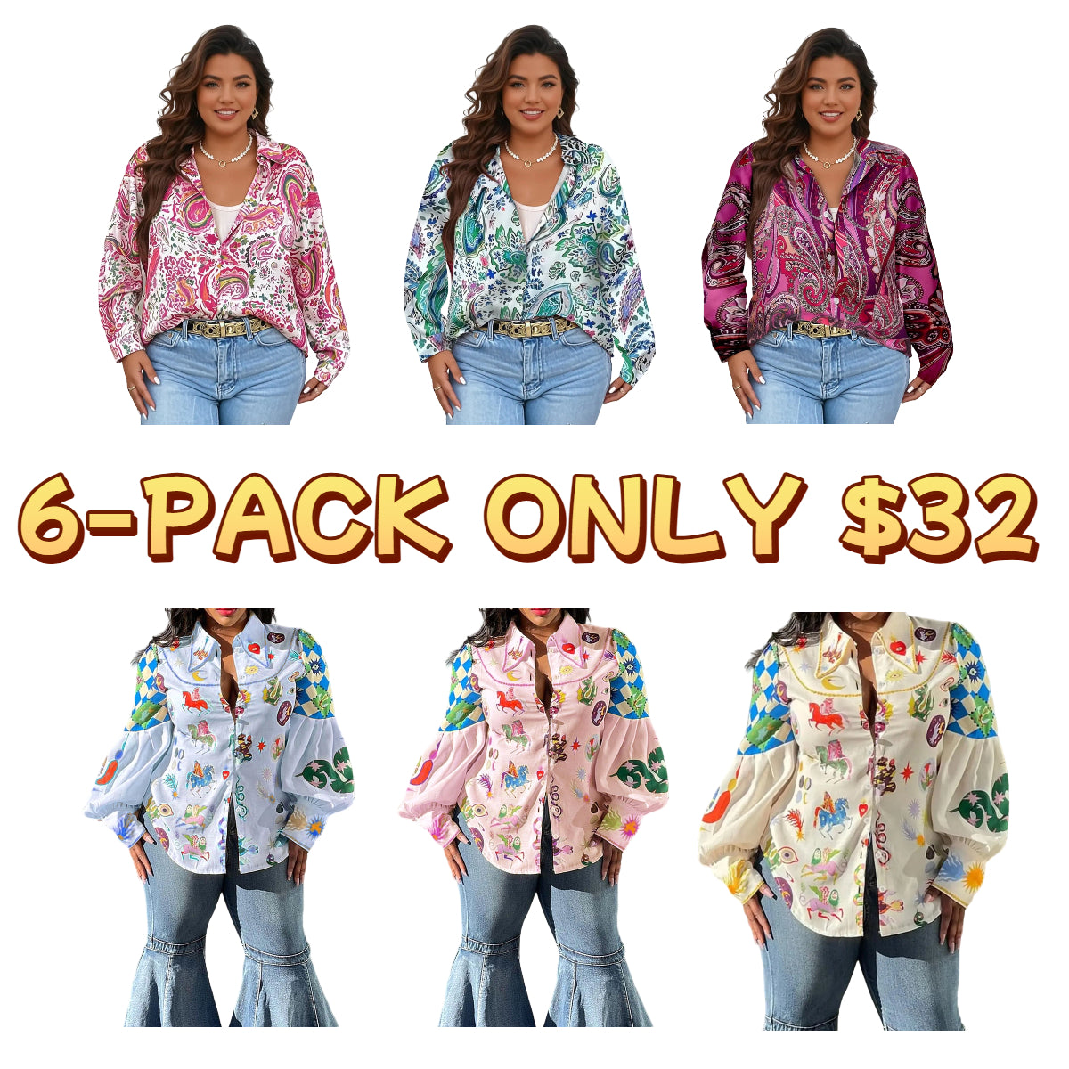 All Over Print Button Front Shirt, Casual Classy Top