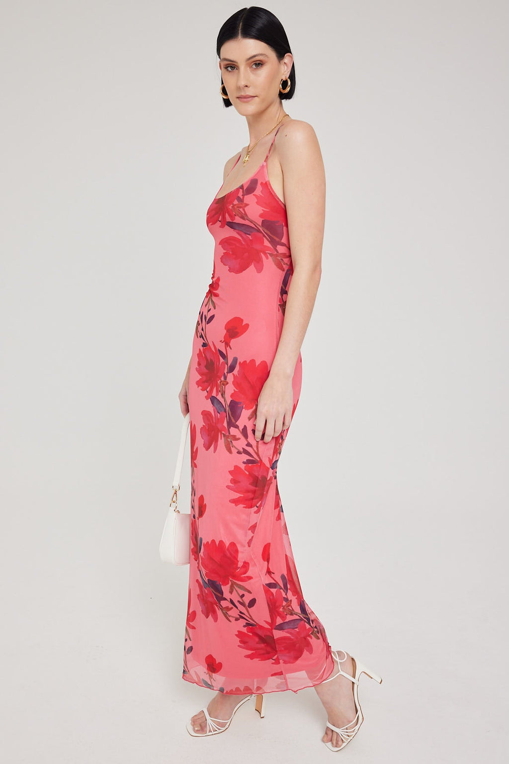 Luck & Trouble Vacanza Recycled Mesh Maxi Dress Red Print