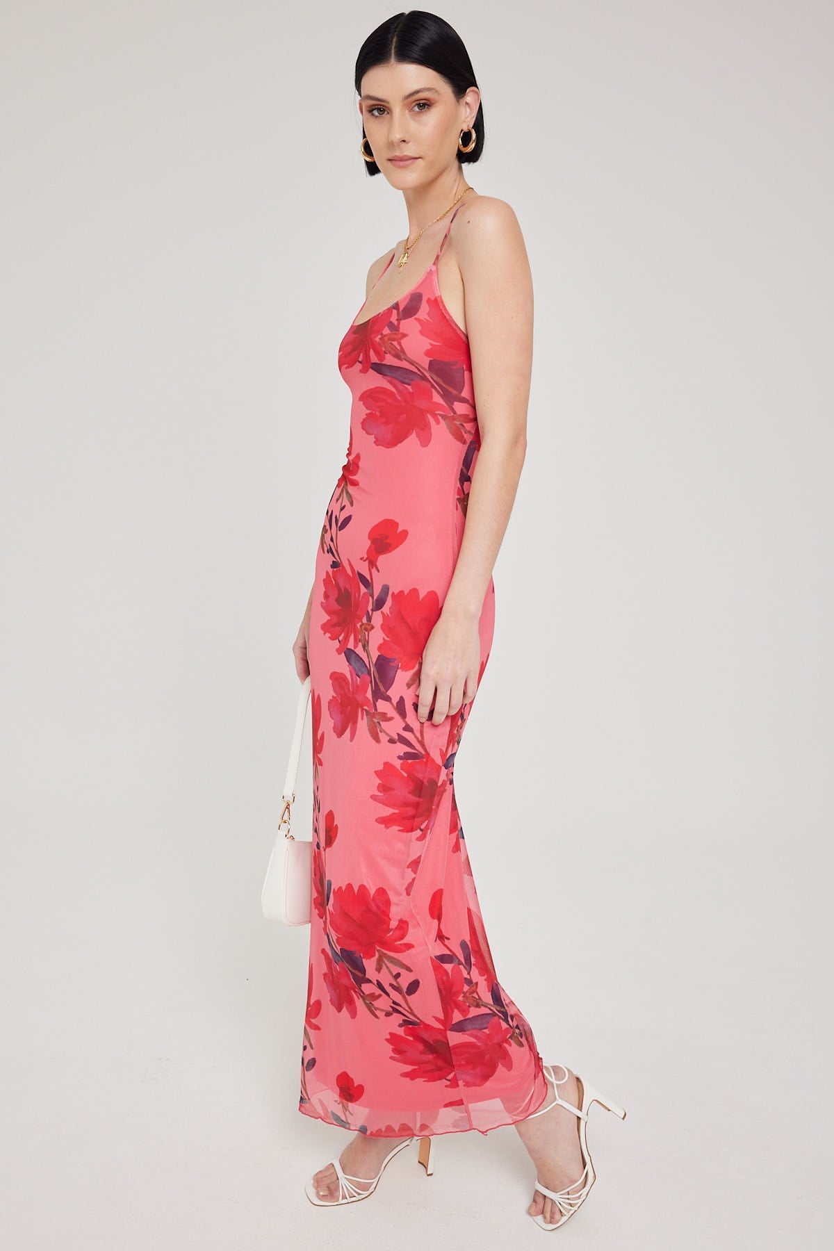 Luck & Trouble Vacanza Recycled Mesh Maxi Dress Red Print