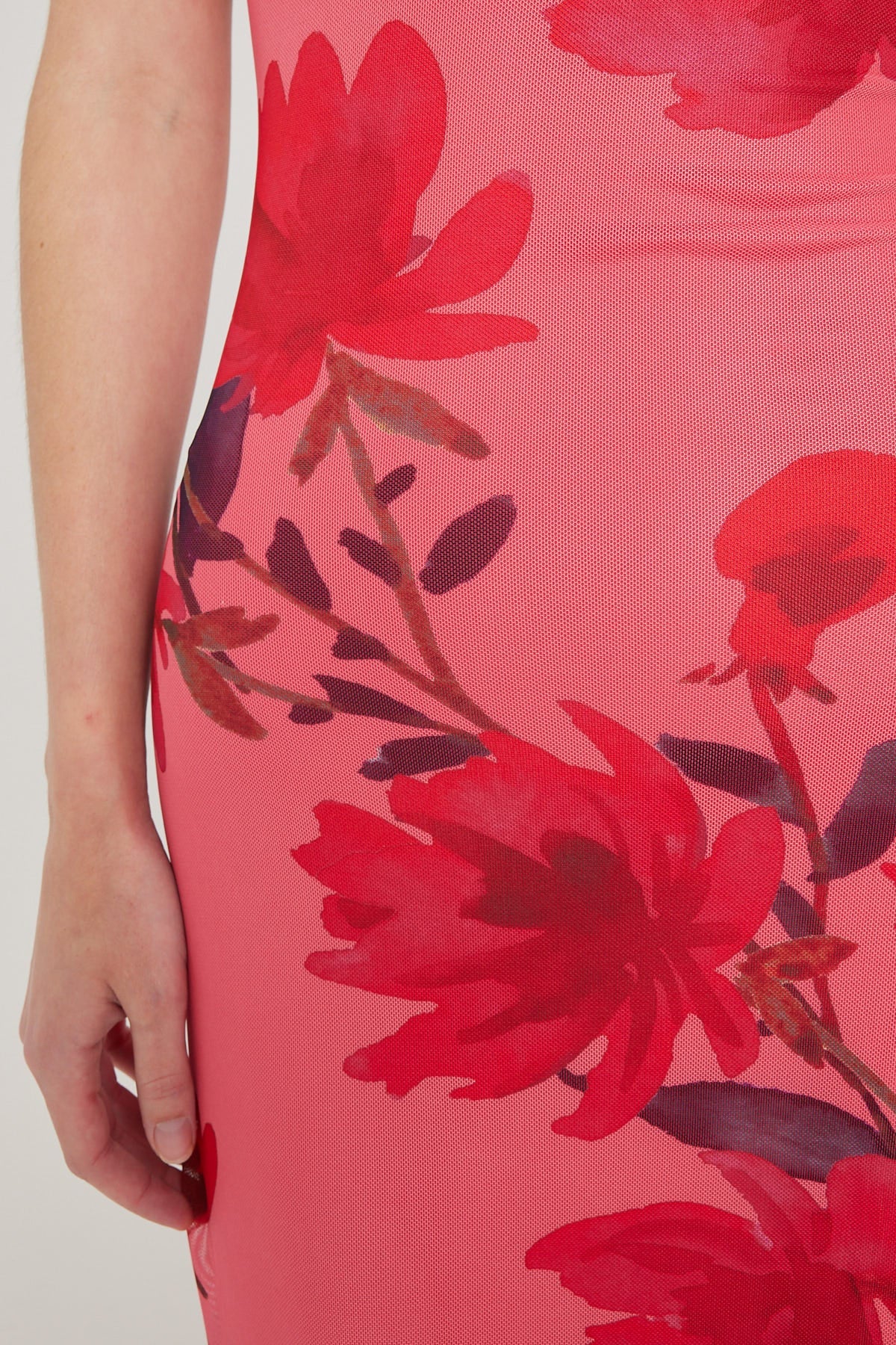 Luck & Trouble Vacanza Recycled Mesh Maxi Dress Red Print