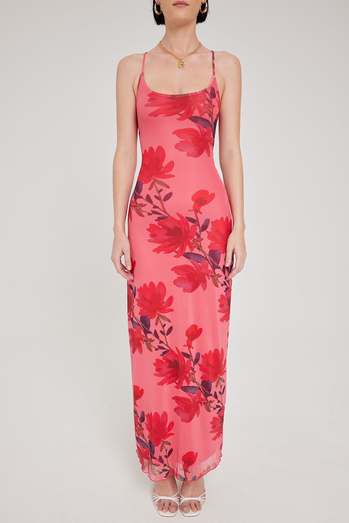 Luck & Trouble Vacanza Recycled Mesh Maxi Dress Red Print