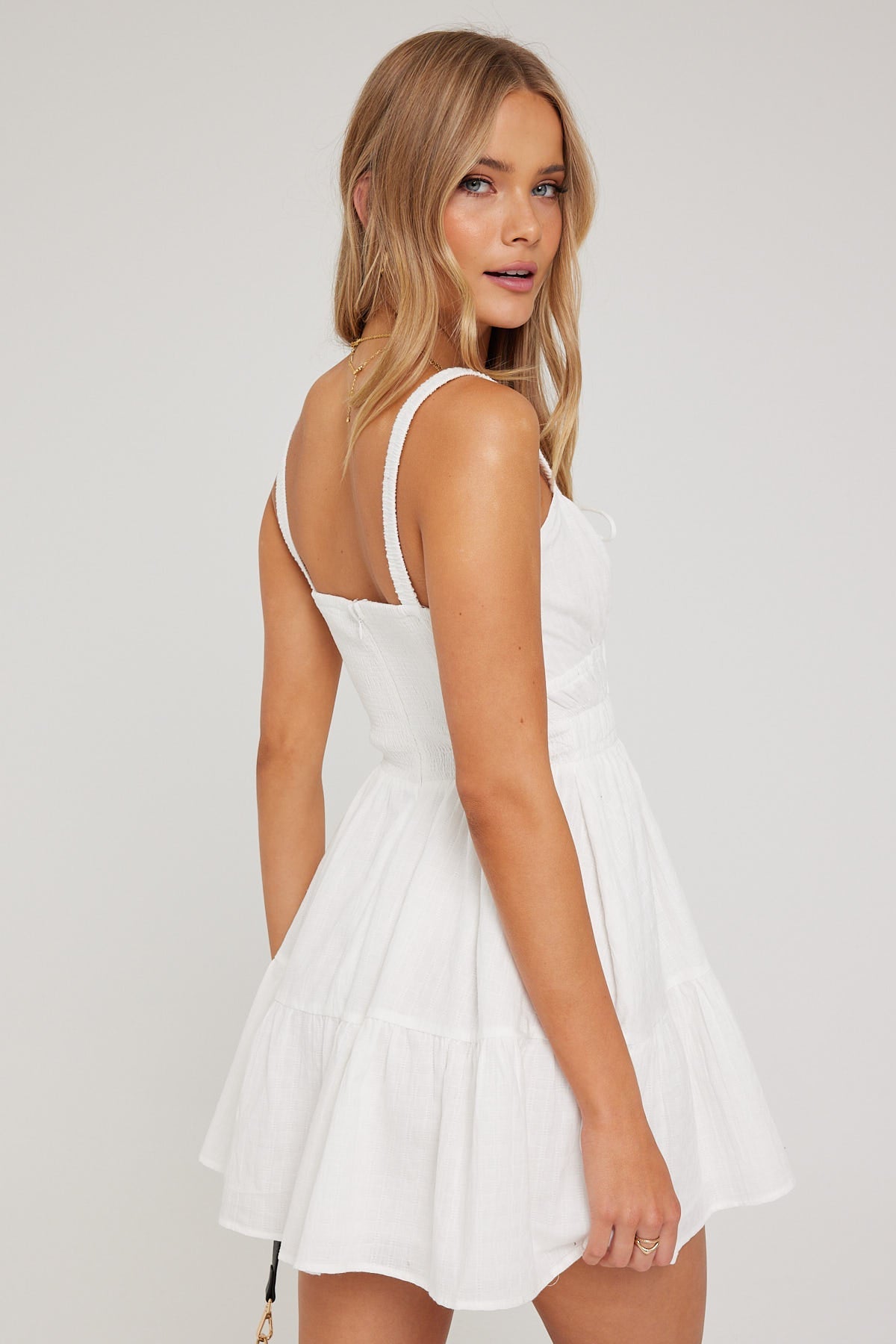 Luck & Trouble Isola Cotton Mini Dress White