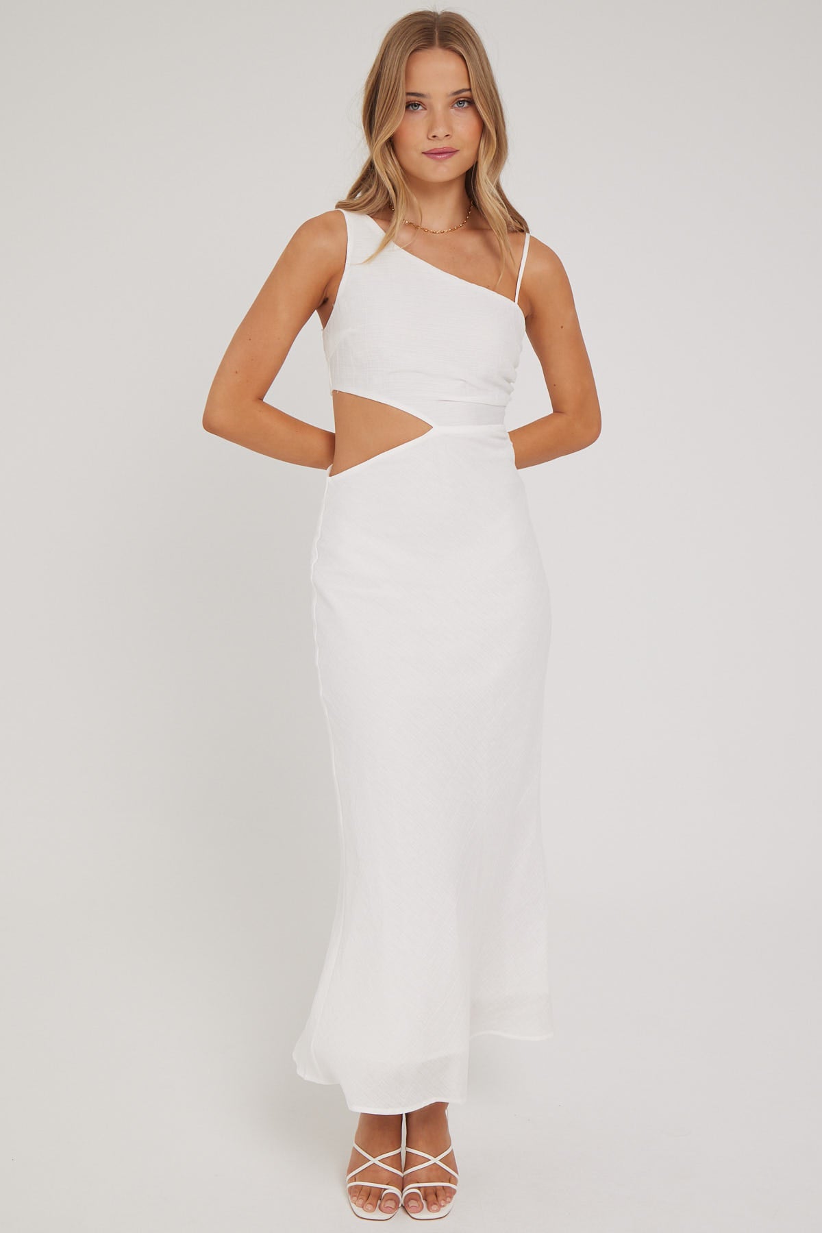 Perfect Stranger Golden Hour Textured Midi Dress White