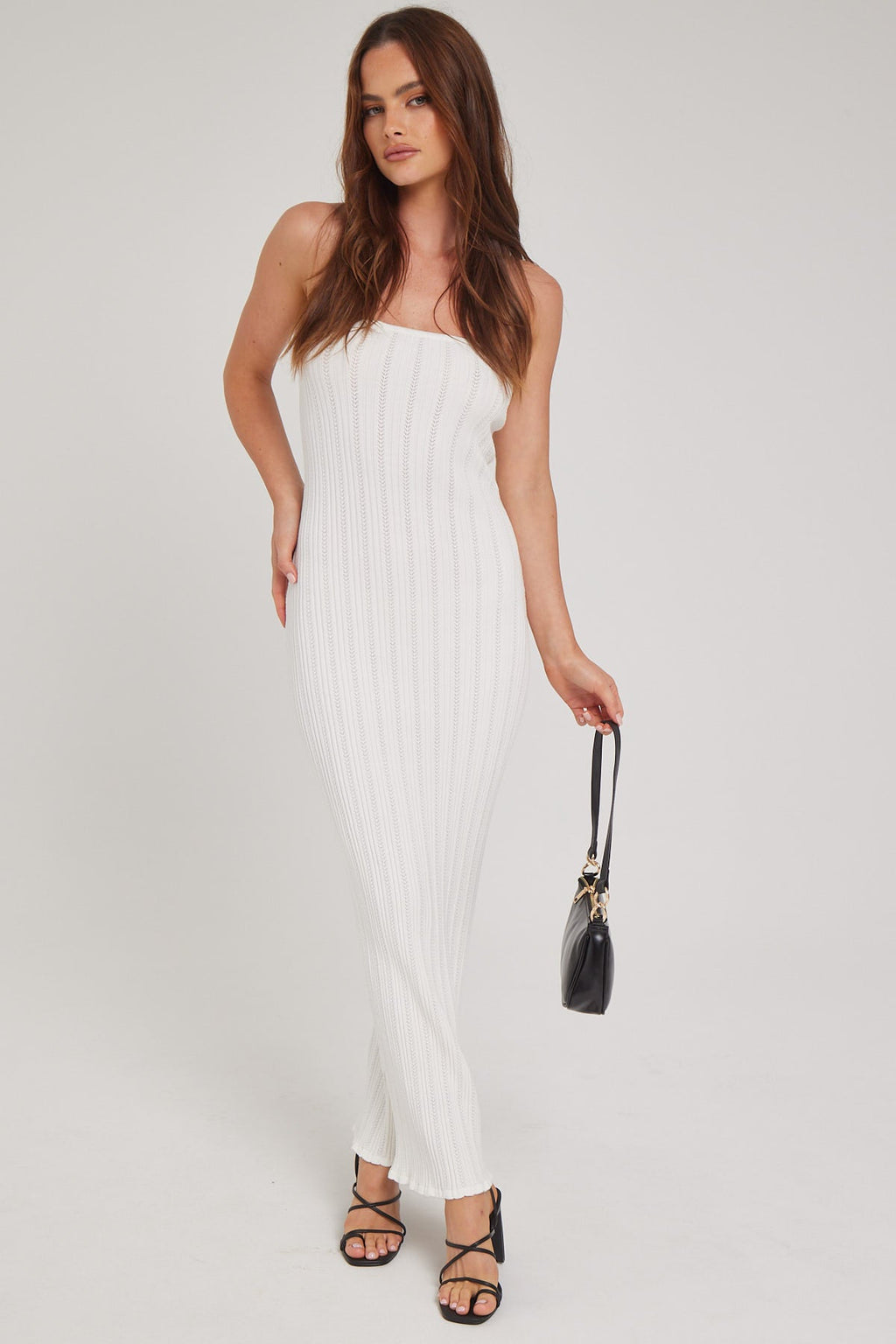 Luck & Trouble Seashell Knit Midi Dress White