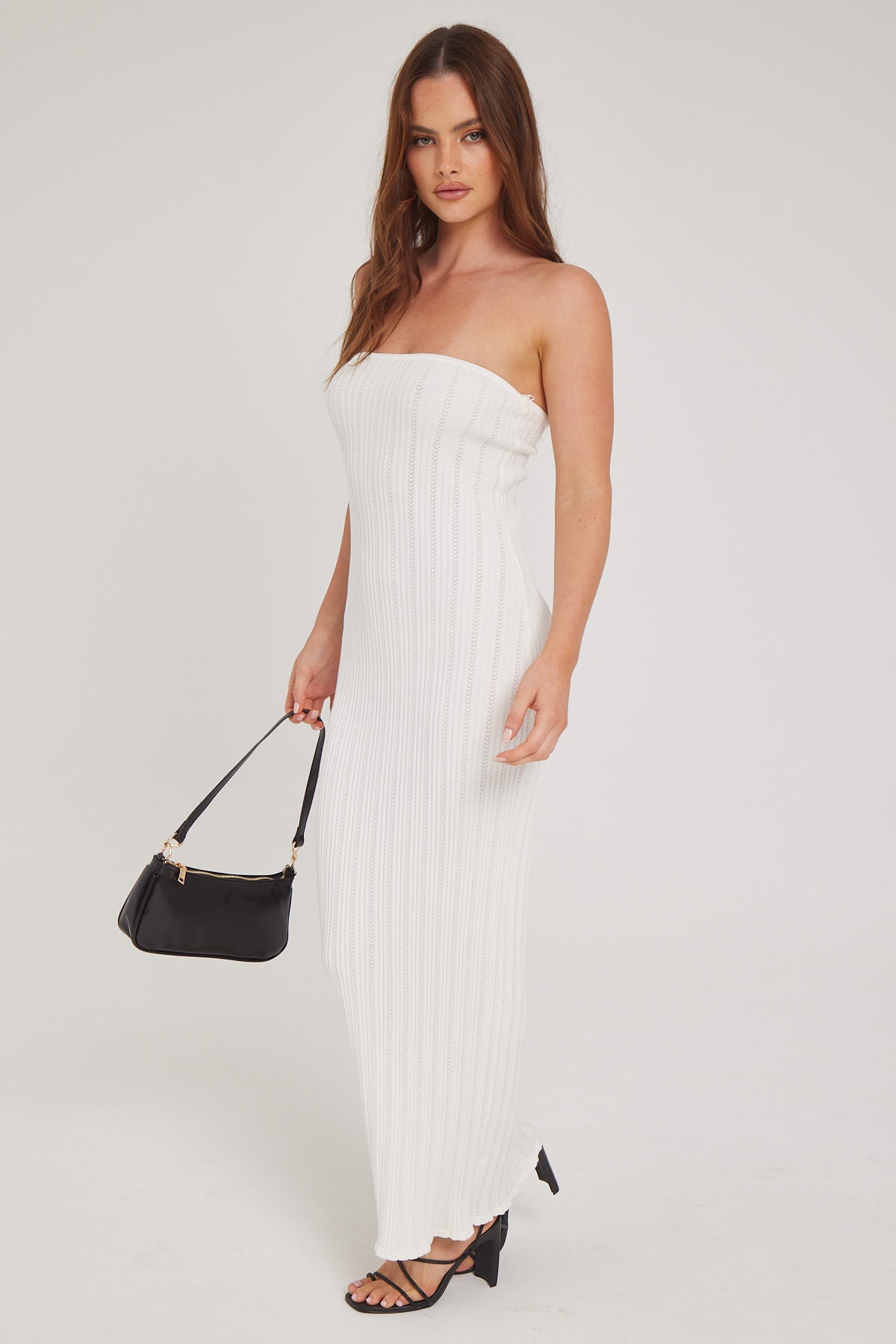 Luck & Trouble Seashell Knit Midi Dress White
