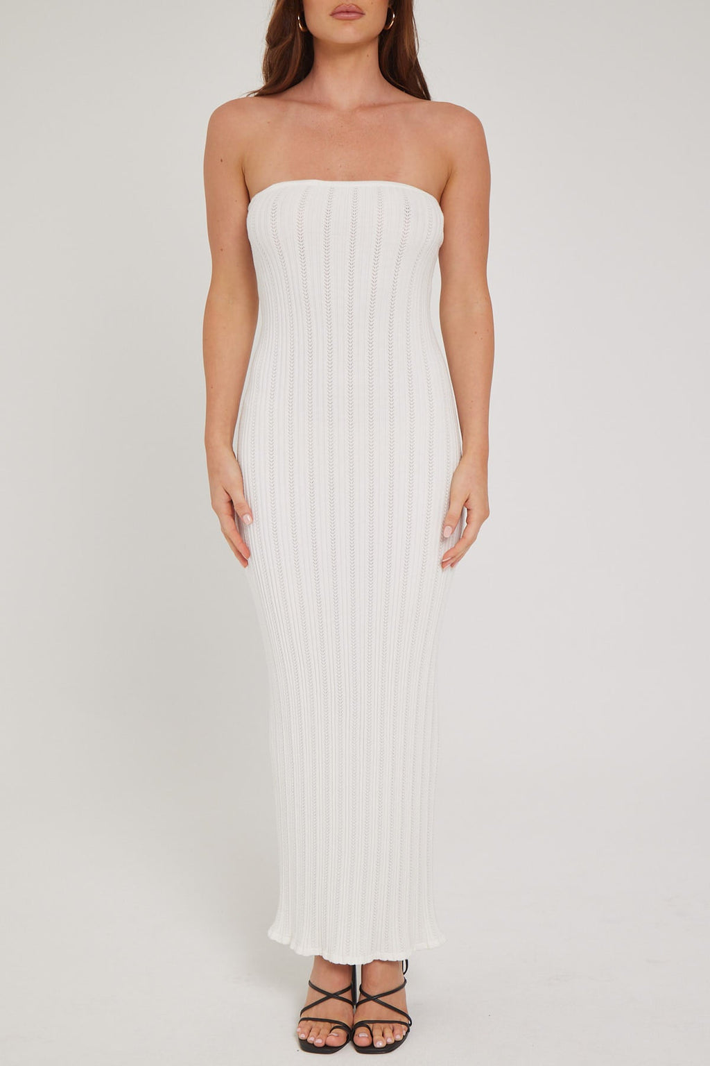 Luck & Trouble Seashell Knit Midi Dress White