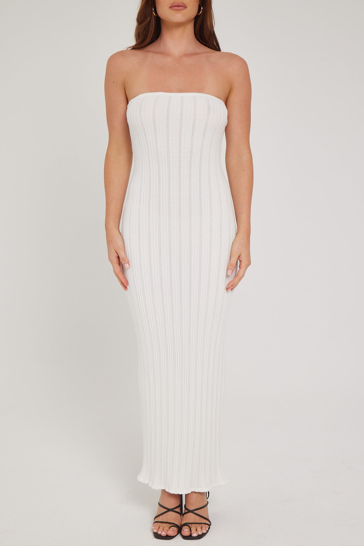 Luck & Trouble Seashell Knit Midi Dress White