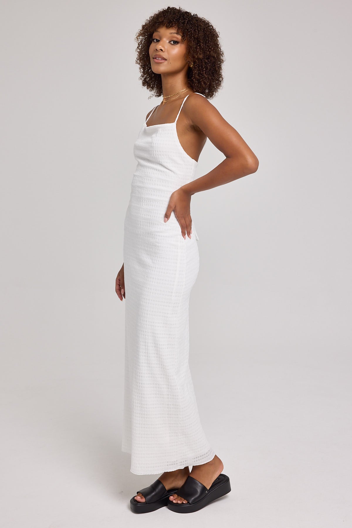 Perfect Stranger Chateau Lace Up Back Midi Dress White