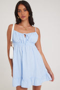 Luck & Trouble Sky Stripe Mini Dress Blue Stripe