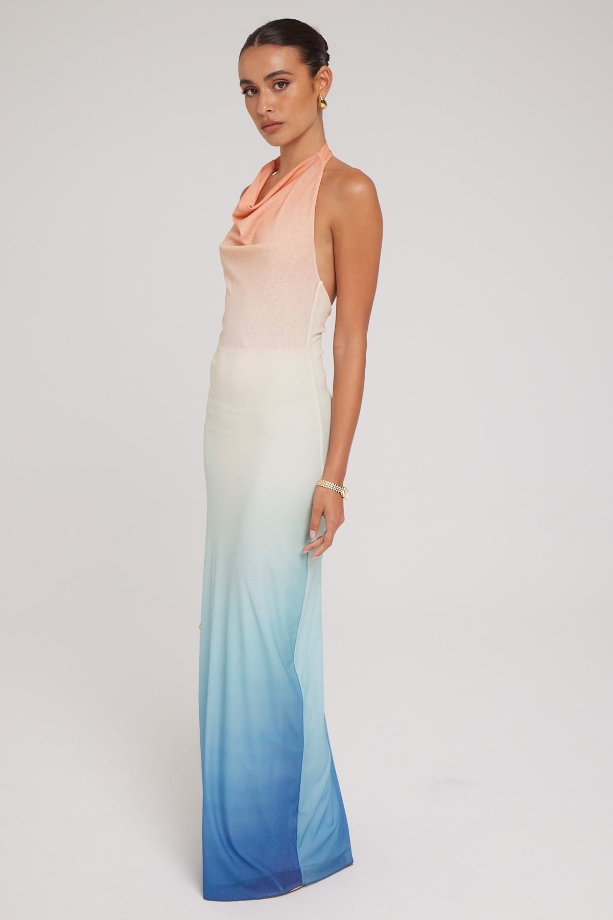 Perfect Stranger Tramonto Halter Maxi Dress Multi