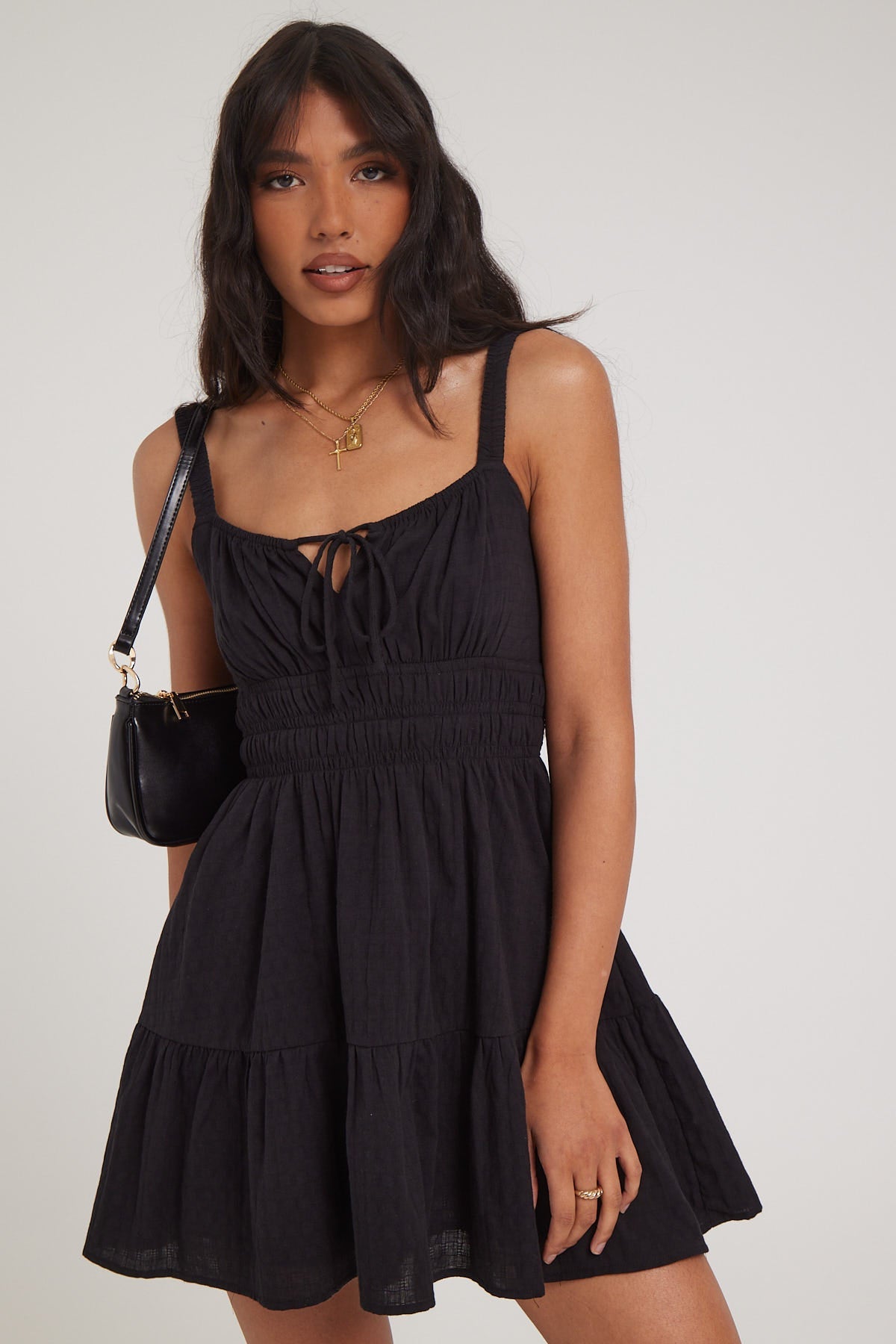 Luck & Trouble Isola Cotton Mini Dress Black