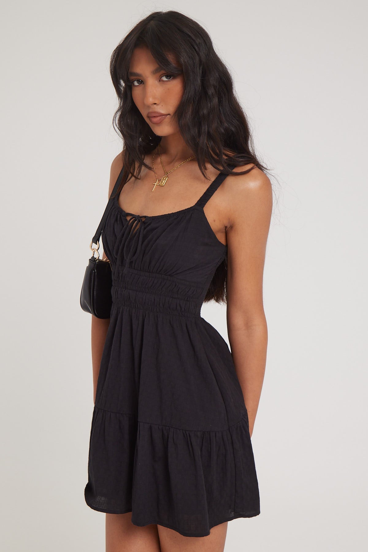 Luck & Trouble Isola Cotton Mini Dress Black