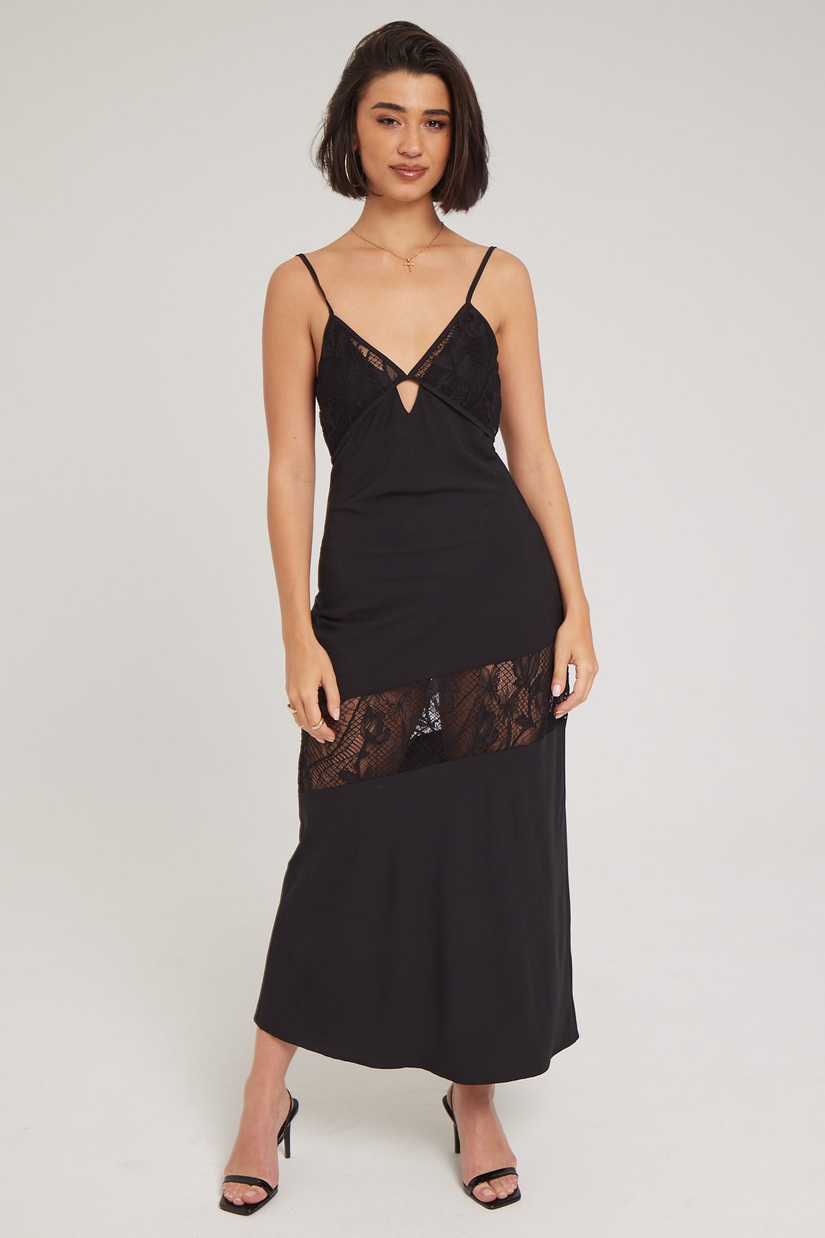 Perfect Stranger DESTINO LACE MAXI DRESS Black