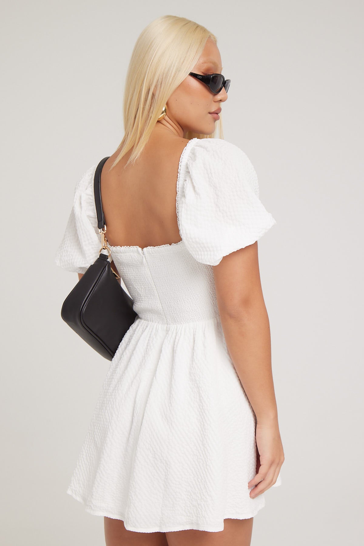 Luck & Trouble Lili Puff Sleeve Mini Dress White