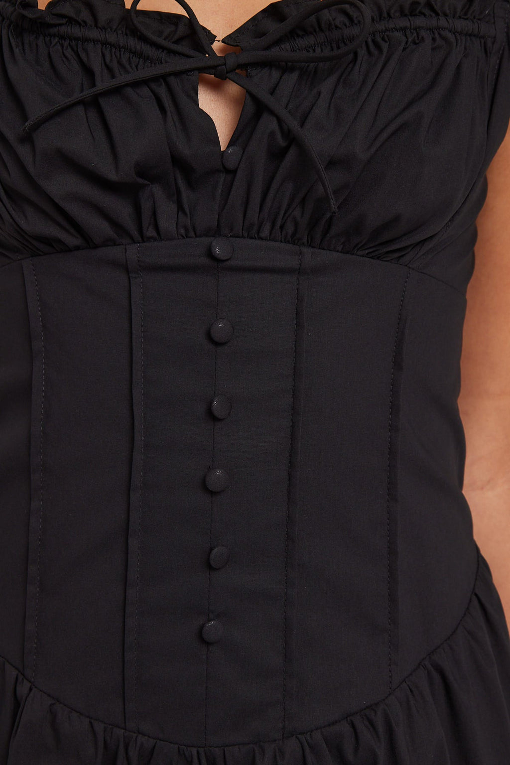 Luck & Trouble Coralie Gathered Bust Mini Dress Black