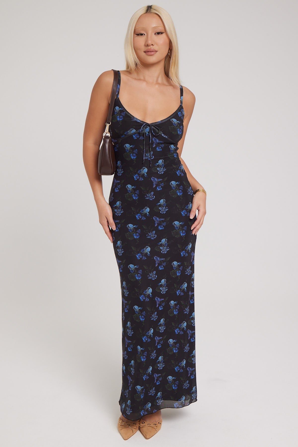 Luck & Trouble Nocturnal Garden Recycled Midi Dress Black Print