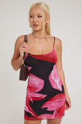 Luck & Trouble Charmed Magnolia Recycled Mini Dress Black Print