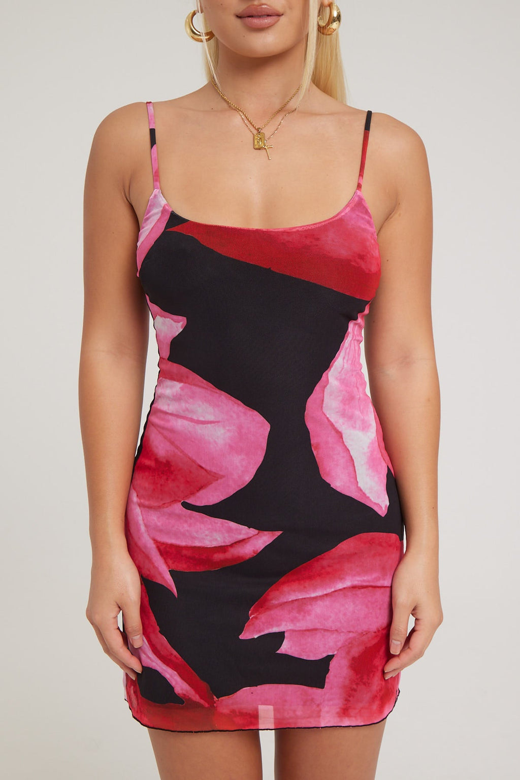 Luck & Trouble Charmed Magnolia Recycled Mini Dress Black Print