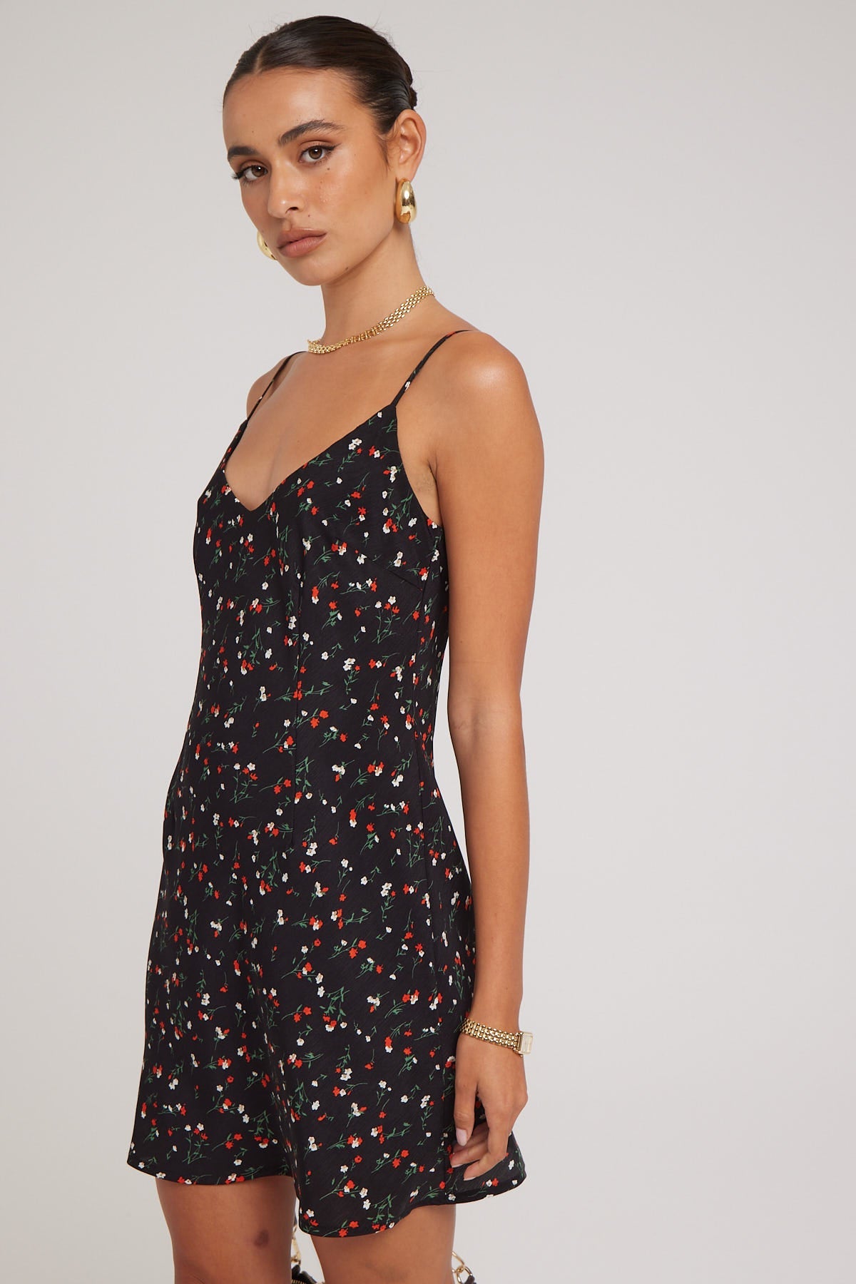 Luck & Trouble Petal Prima Mini Dress Black Print