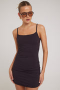 L&t Strappy Simple Jersey Mini Dress Black