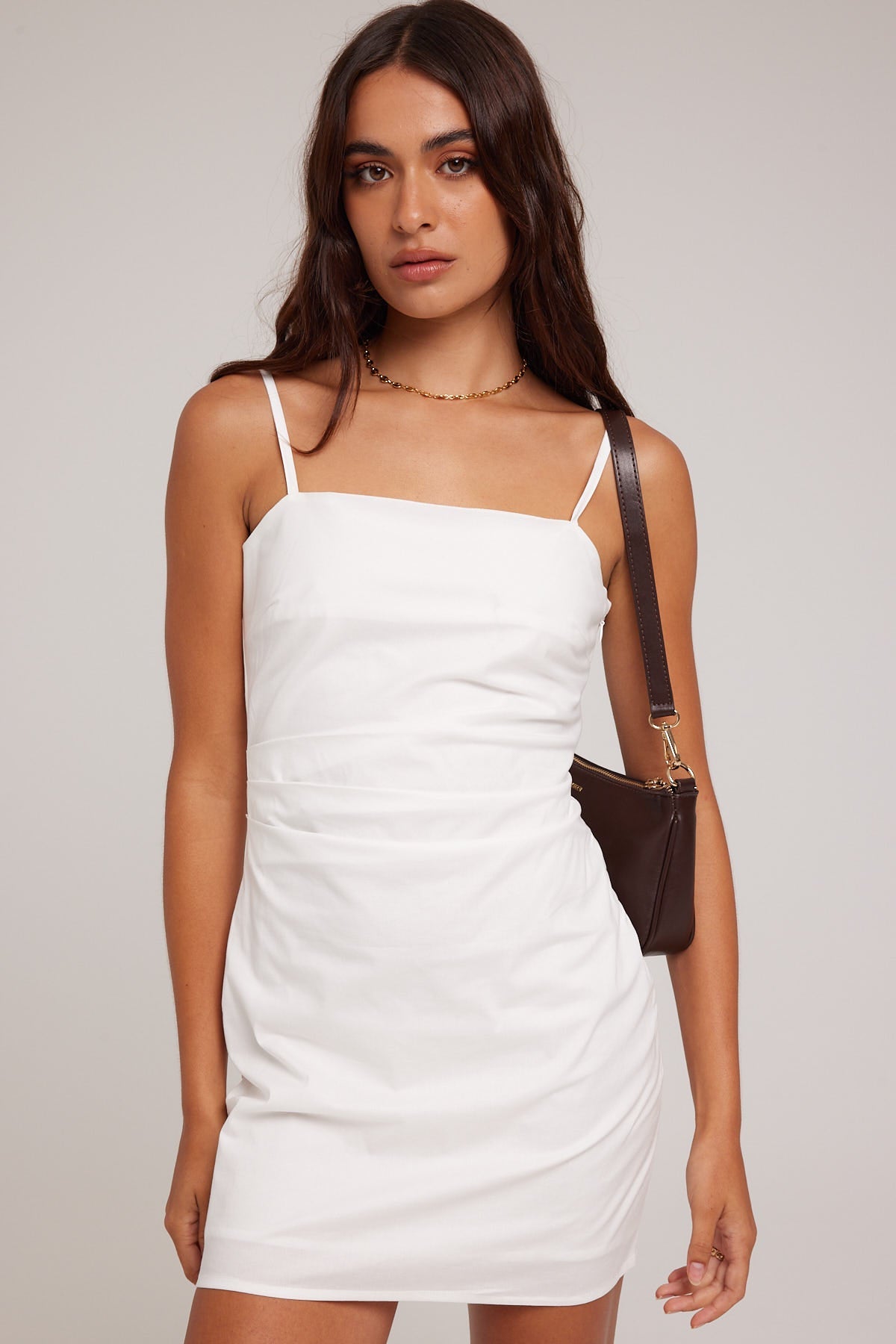 Perfect Stranger Sofia Tucked Mini Dress White