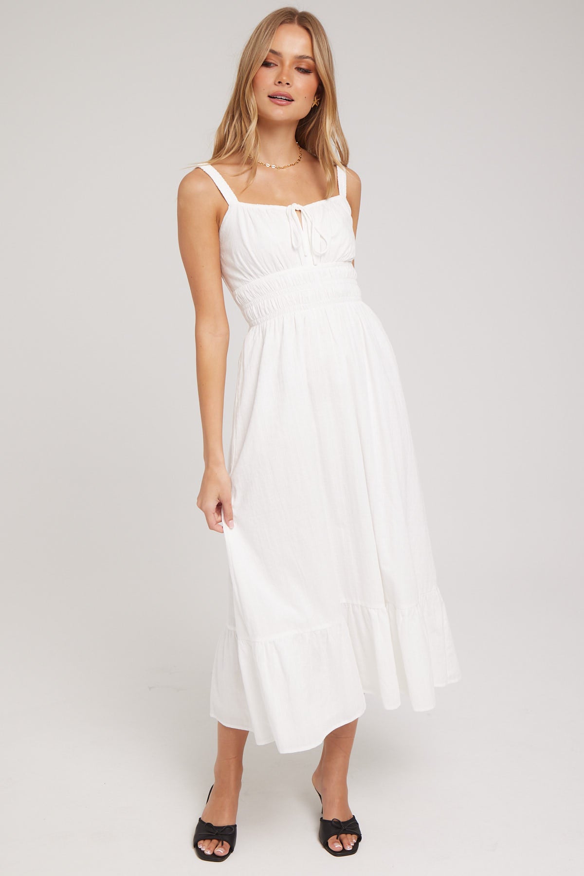 Luck & Trouble Isola Cotton Midi Dress White