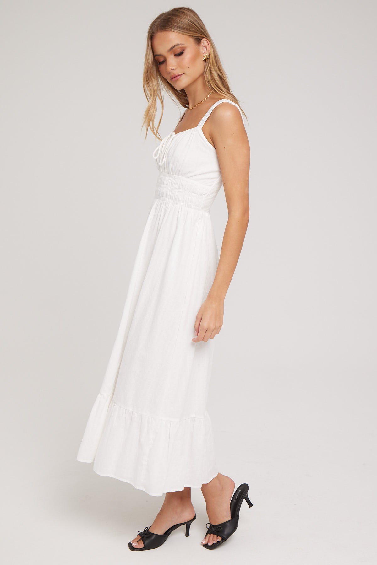 Luck & Trouble Isola Cotton Midi Dress White