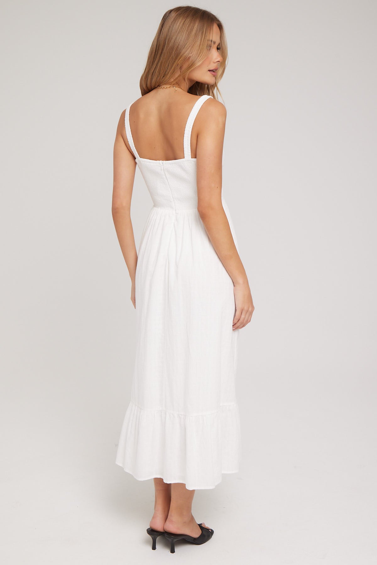 Luck & Trouble Isola Cotton Midi Dress White