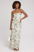 Luck & Trouble Zarlia Floral Maxi Dress Green Print