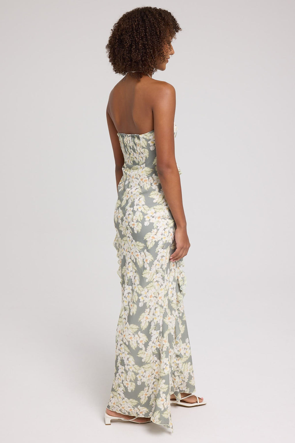 Luck & Trouble Zarlia Floral Maxi Dress Green Print