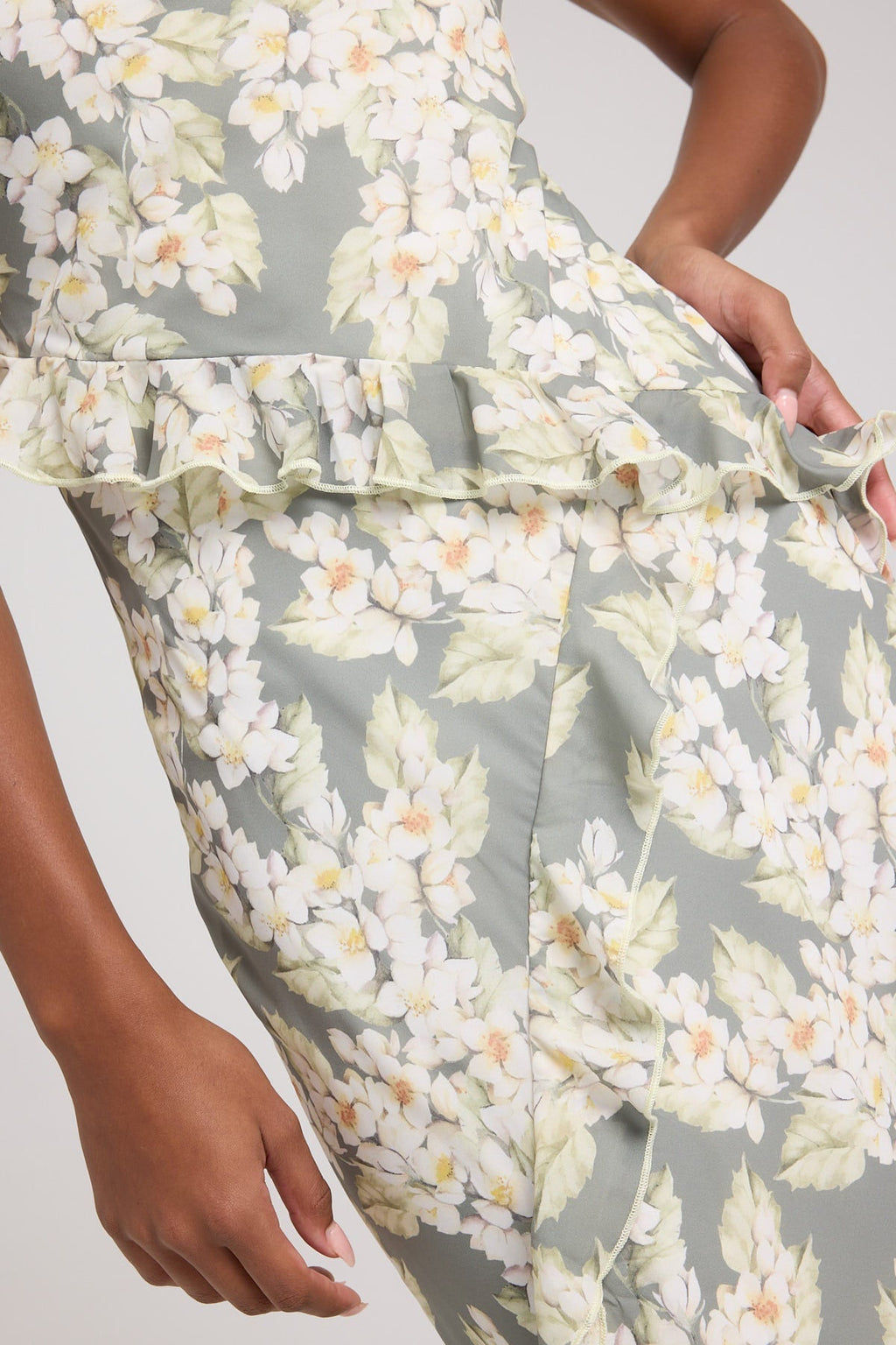 Luck & Trouble Zarlia Floral Maxi Dress Green Print