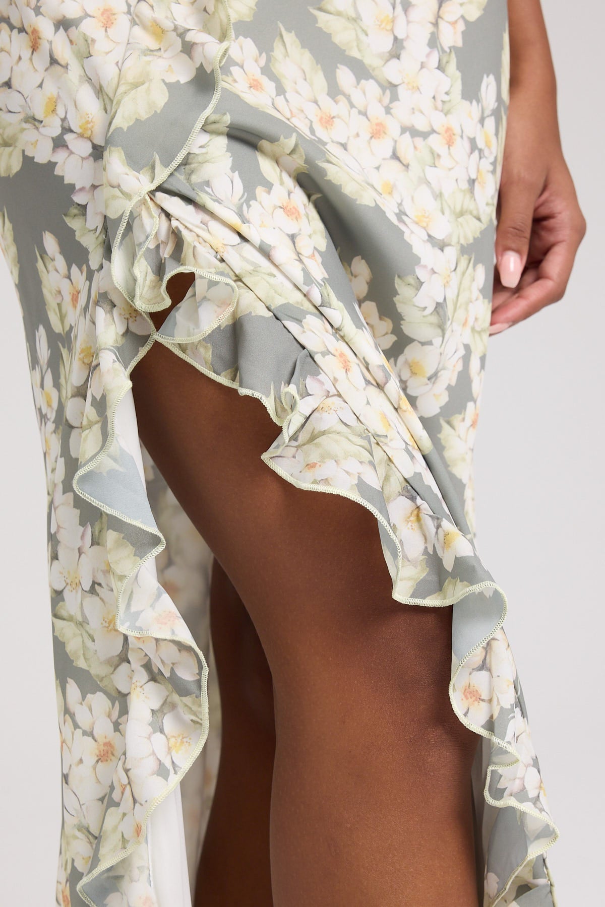 Luck & Trouble Zarlia Floral Maxi Dress Green Print