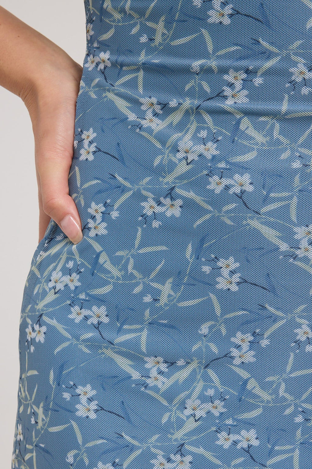 Luck & Trouble Daffodil Recycled Mesh Mini Dress Blue Print