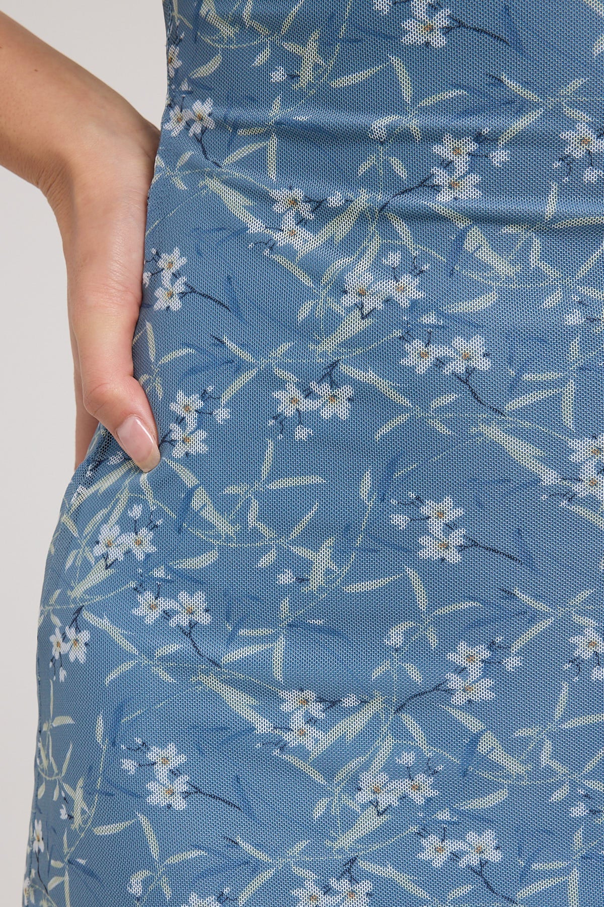 Luck & Trouble Daffodil Recycled Mesh Mini Dress Blue Print