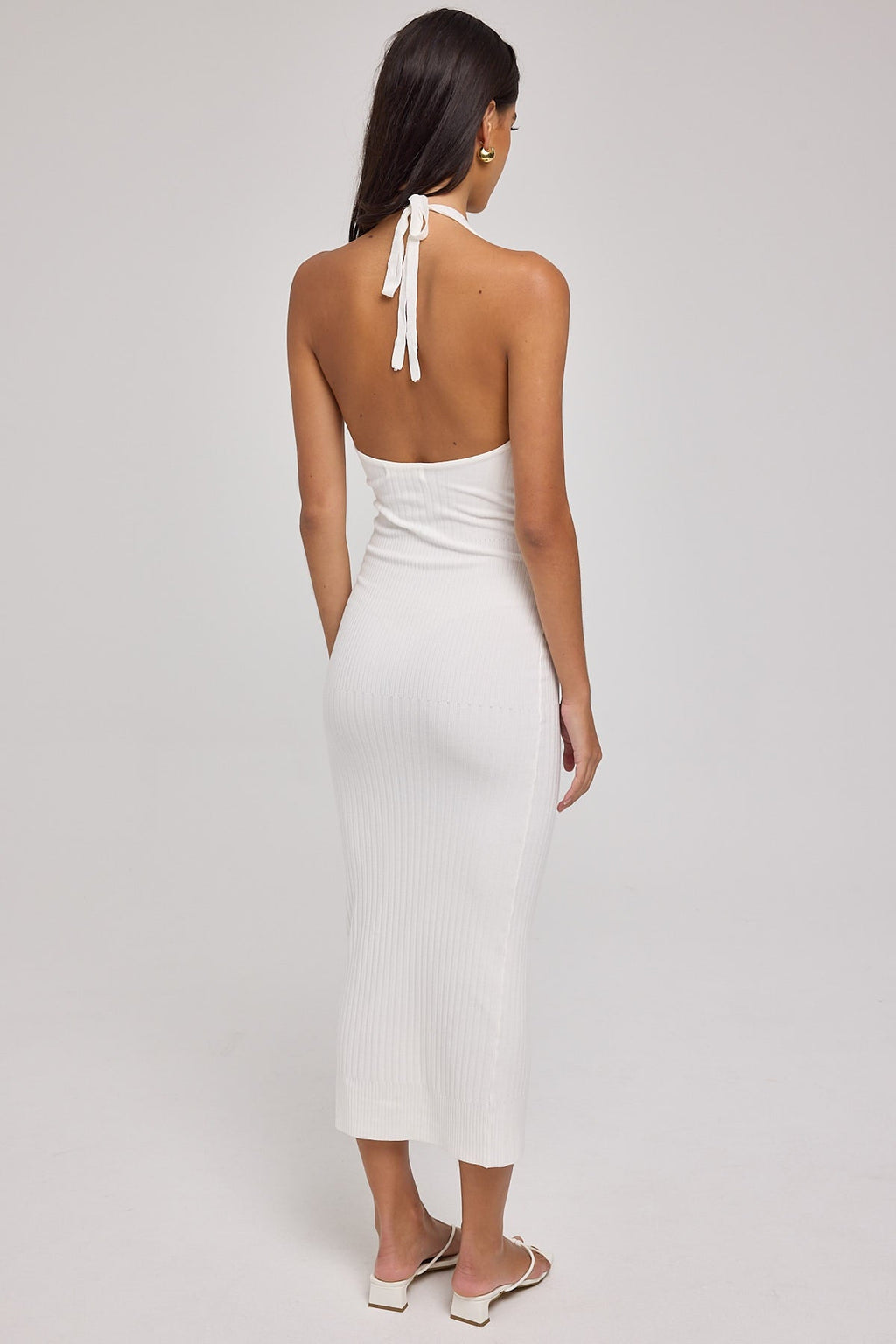 Perfect Stranger Ainsley Open Back Knit Maxi Dress White