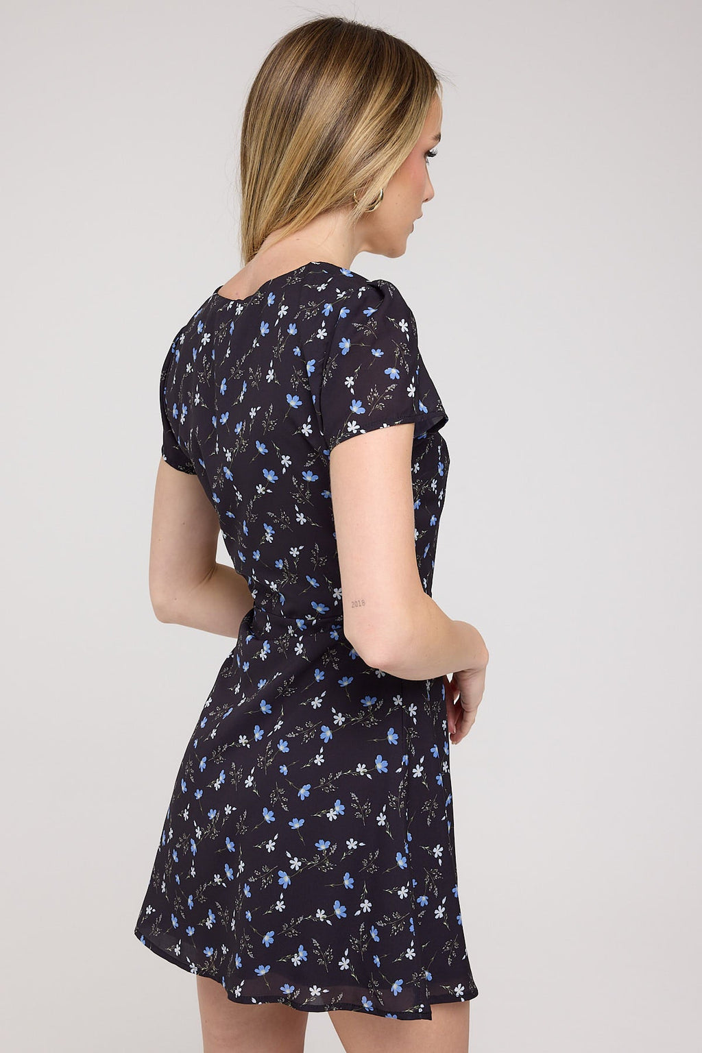 Luck & Trouble Talulla Floral Wrap Recycled Mini Dress Black Print