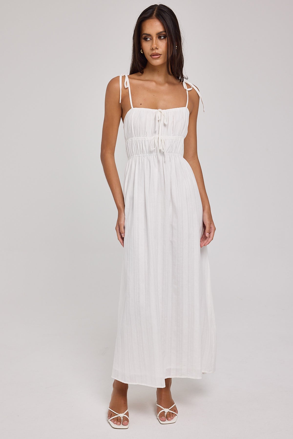 Luck & Trouble Dina Tie Detail Maxi Dress White
