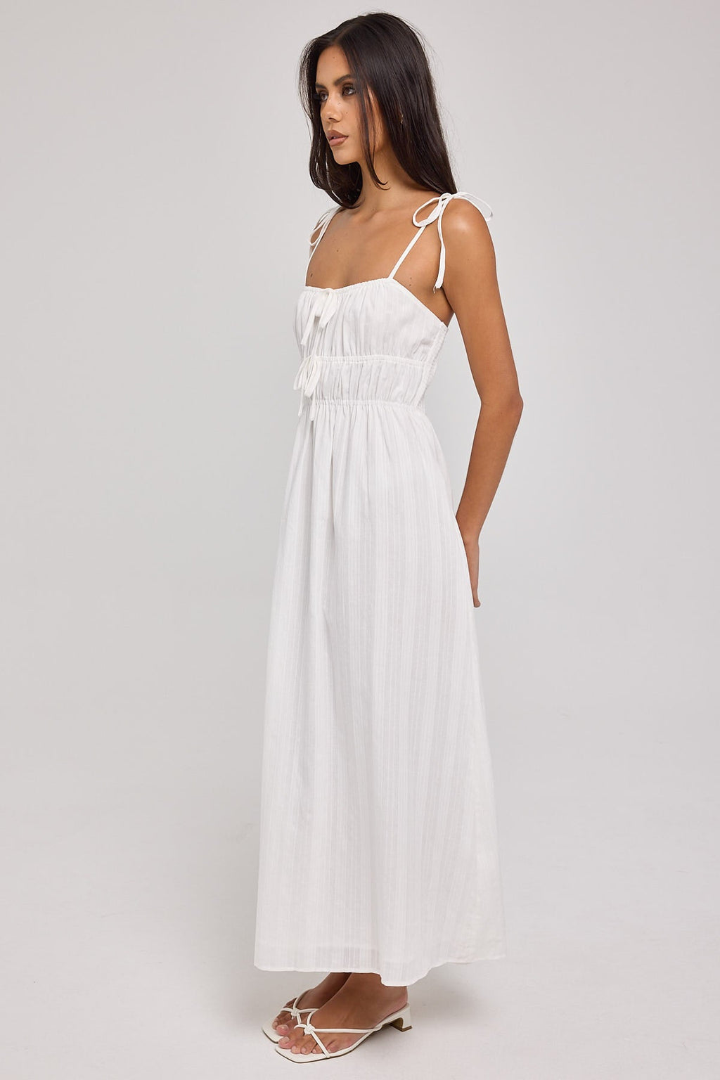 Luck & Trouble Dina Tie Detail Maxi Dress White