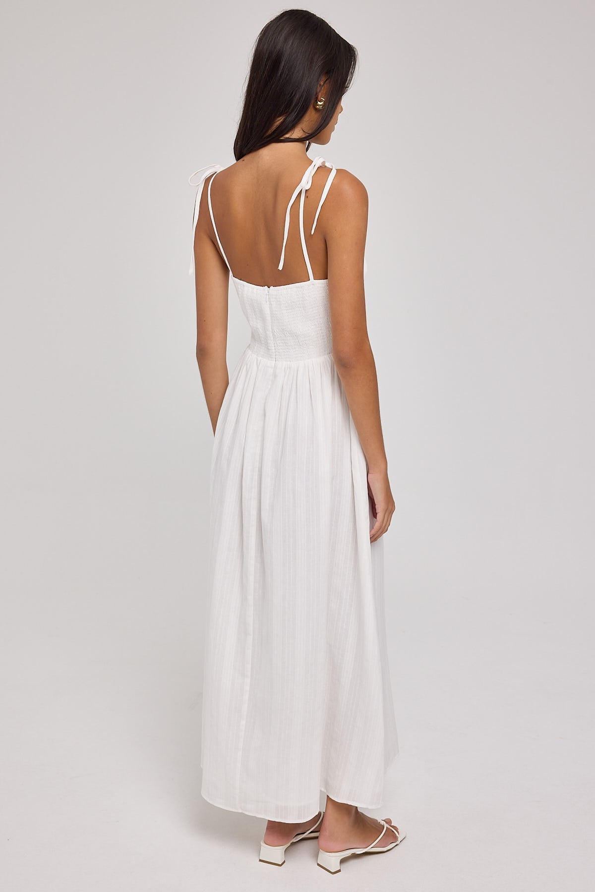 Luck & Trouble Dina Tie Detail Maxi Dress White