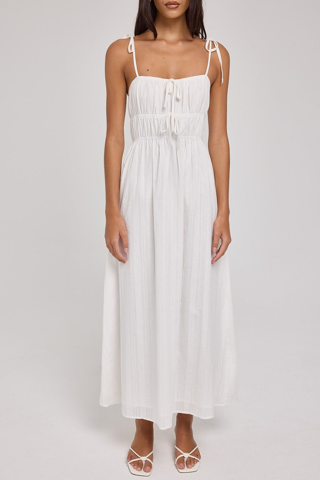 Luck & Trouble Dina Tie Detail Maxi Dress White