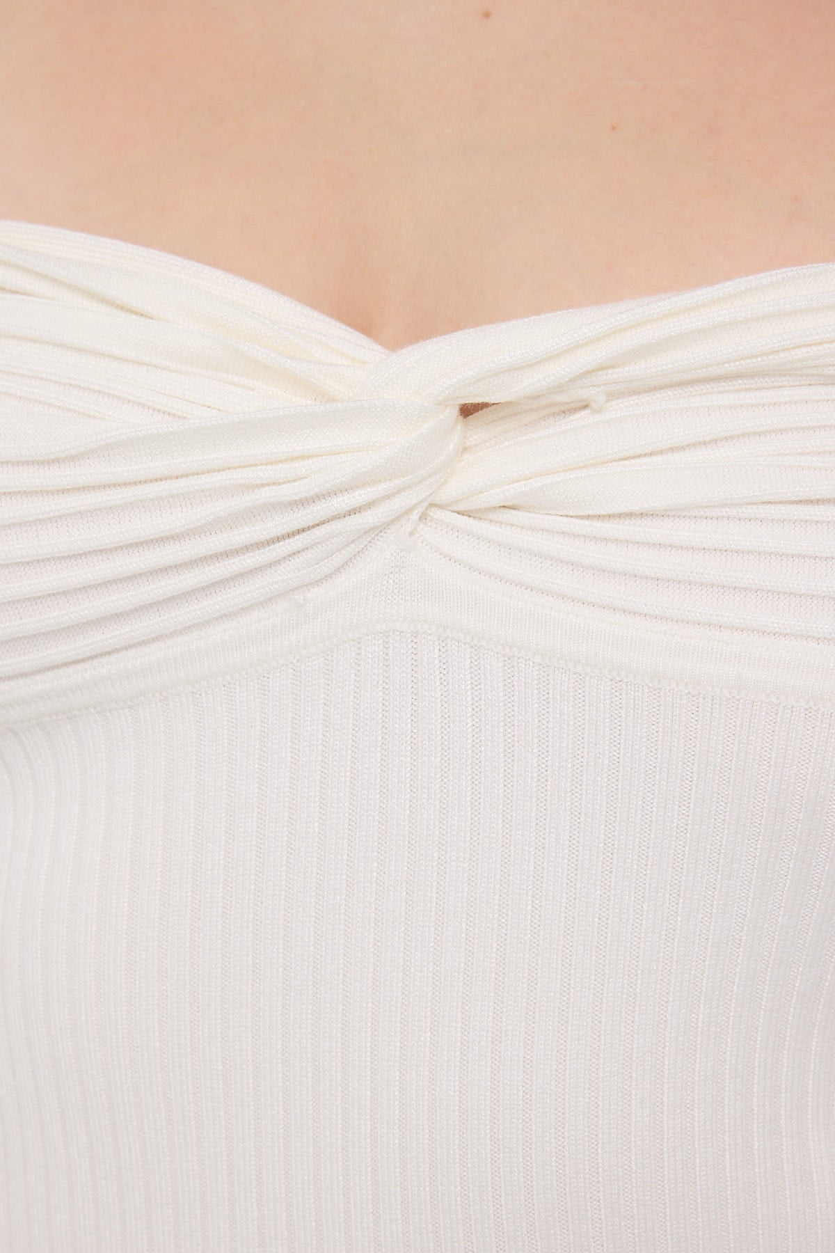 Luck & Trouble Twist Off Shoulder Knit Midi Dress White