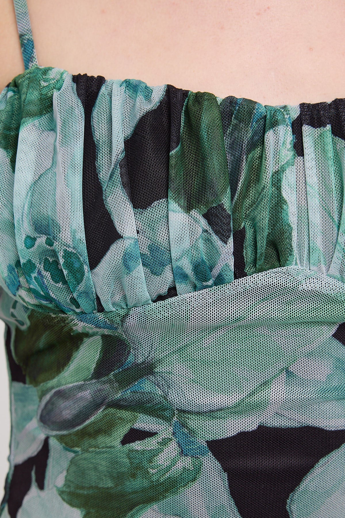 Luck & Trouble Chrysina Floral Recycled Mesh Mini Dress Black Print