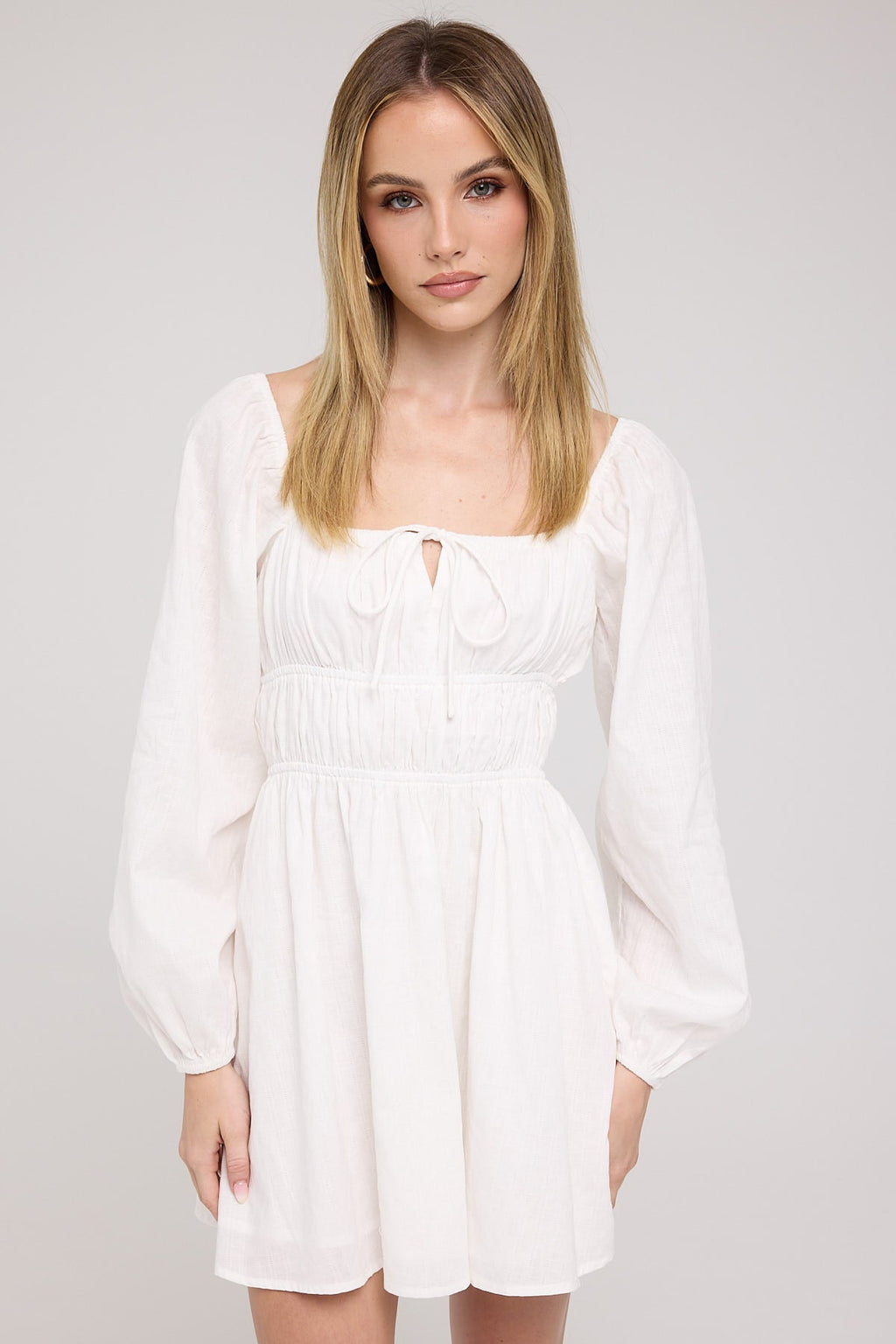 Luck & Trouble Rue Long Sleeve Mini Dress White