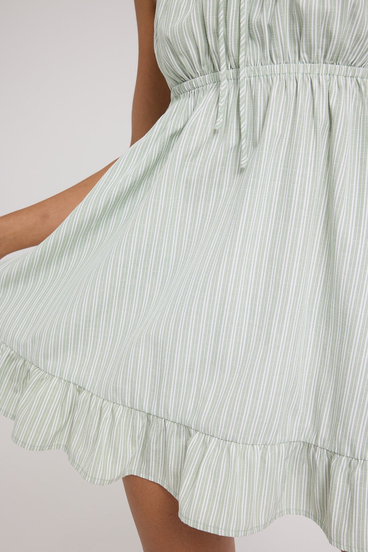 Luck & Trouble Meadow Stripe Mini Dress Green Stripe