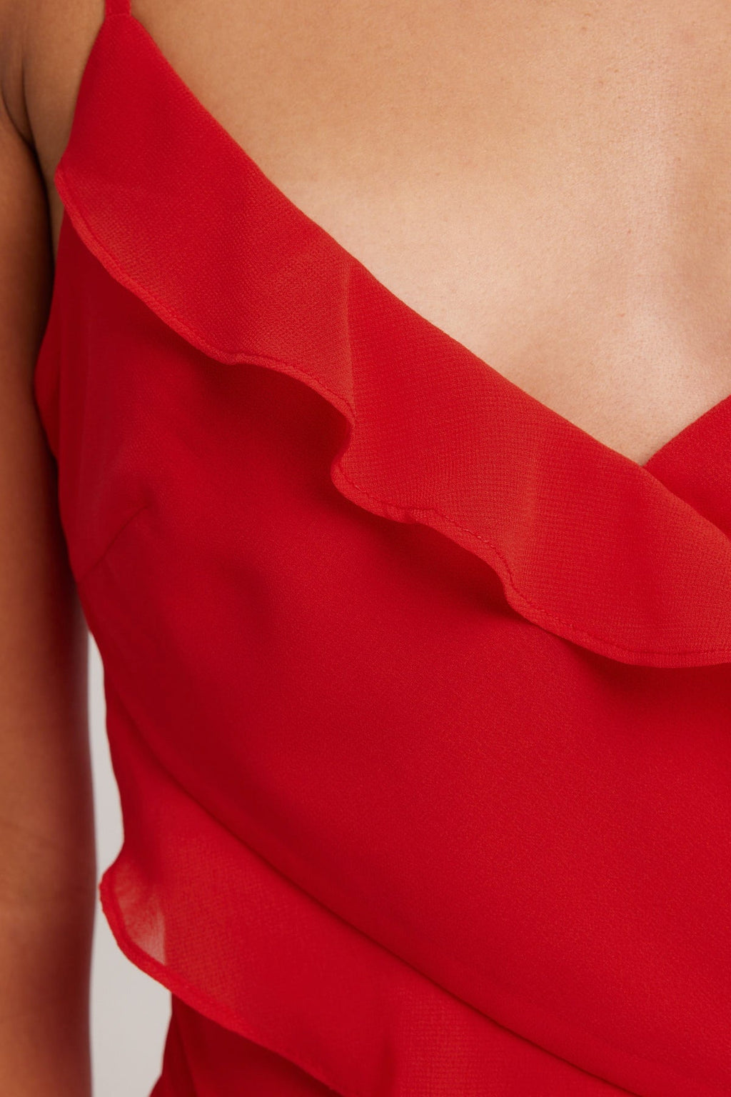 Luck & Trouble Chiffon Ruffle Mini Dress Red