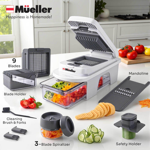 12 Blade Vegetable Chopper, Mandoline Slicer and Spiralizer, Dicer, Grater, Kitchen Essentials & Accessories