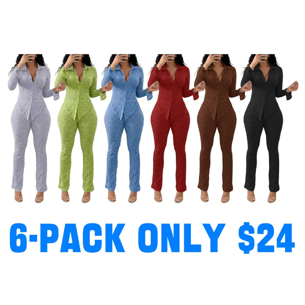 Sexy Knitted Long Sleeve Top & Tight Pants Set