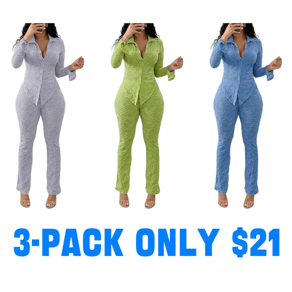 Sexy Knitted Long Sleeve Top & Tight Pants Set