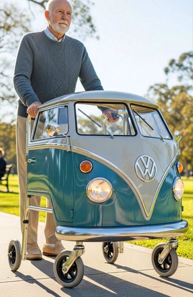 Retro VW Microbus Style Walkers With Seat And Basket Options